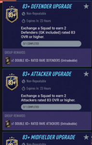 83+ Attacker , Midfielder  , Defender Upgrade SBC