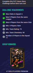 Future Stars Challenge SBC