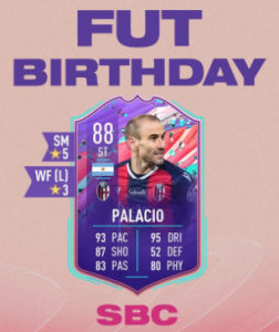 FUT Birthday Plalacio SBC