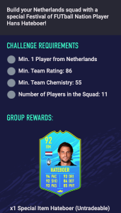 Netherlands nation player SBC (Hateboer)